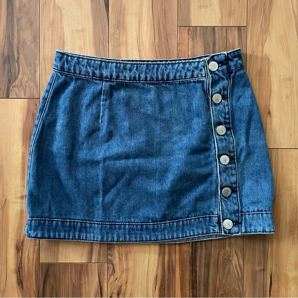 Tobi Denim Skirt with side button detail